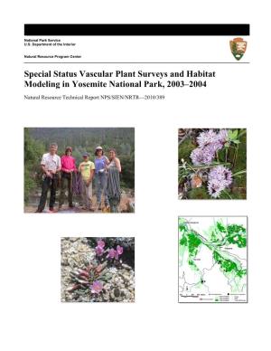 Special Status Vascular Plant Surveys and Habitat Modeling in Yosemite National Park, 2003–2004