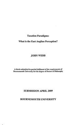 Taxation Paradigms: JOHN WEBB SUBMISSION APRIL 2009