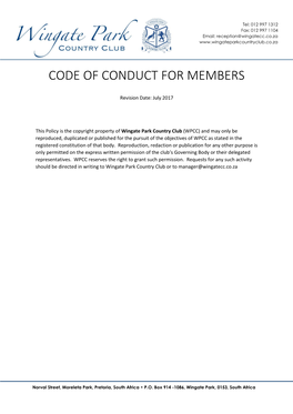 Code of Conduct for Members