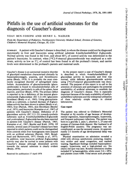 Pitfalls in the Use of Artificial Substrates for the Diagnosis of Gaucher's Disease