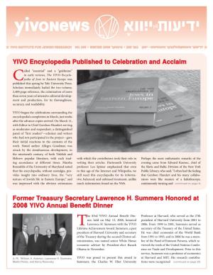 YIVO Encyclopedia Published to Celebration and Acclaim Former