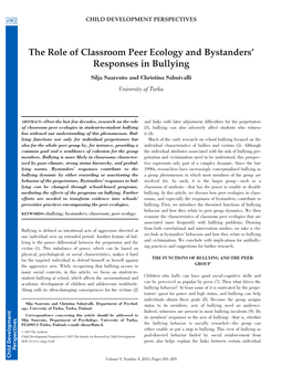 The Role of Classroom Peer Ecology and Bystanders&#X2019; Responses in Bullying