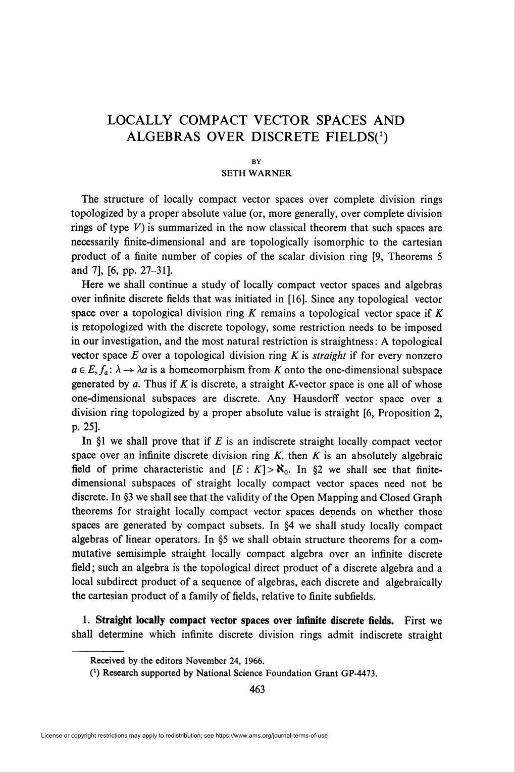 Locally Compact Vector Spaces and Algebras Over Discrete Fieldso