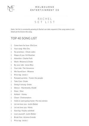 Top 40 Song List