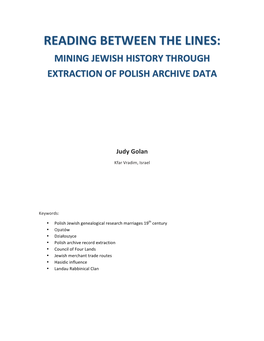 Reading Between the Lines: Mining Jewish History Through Extraction of Polish Archive Data