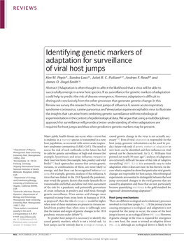 Identifying Genetic Markers of Adaptation for Surveillance of Viral Host Jumps