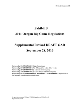 Exhibit B 2011 Oregon Big Game Regulations Supplemental Revised