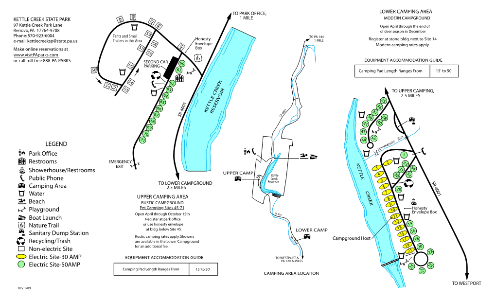 Kettle Creek State Park Campground Map Brochure