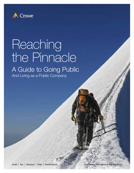 Reaching the Pinnacle a Guide to Going Public and Living As a Public Company