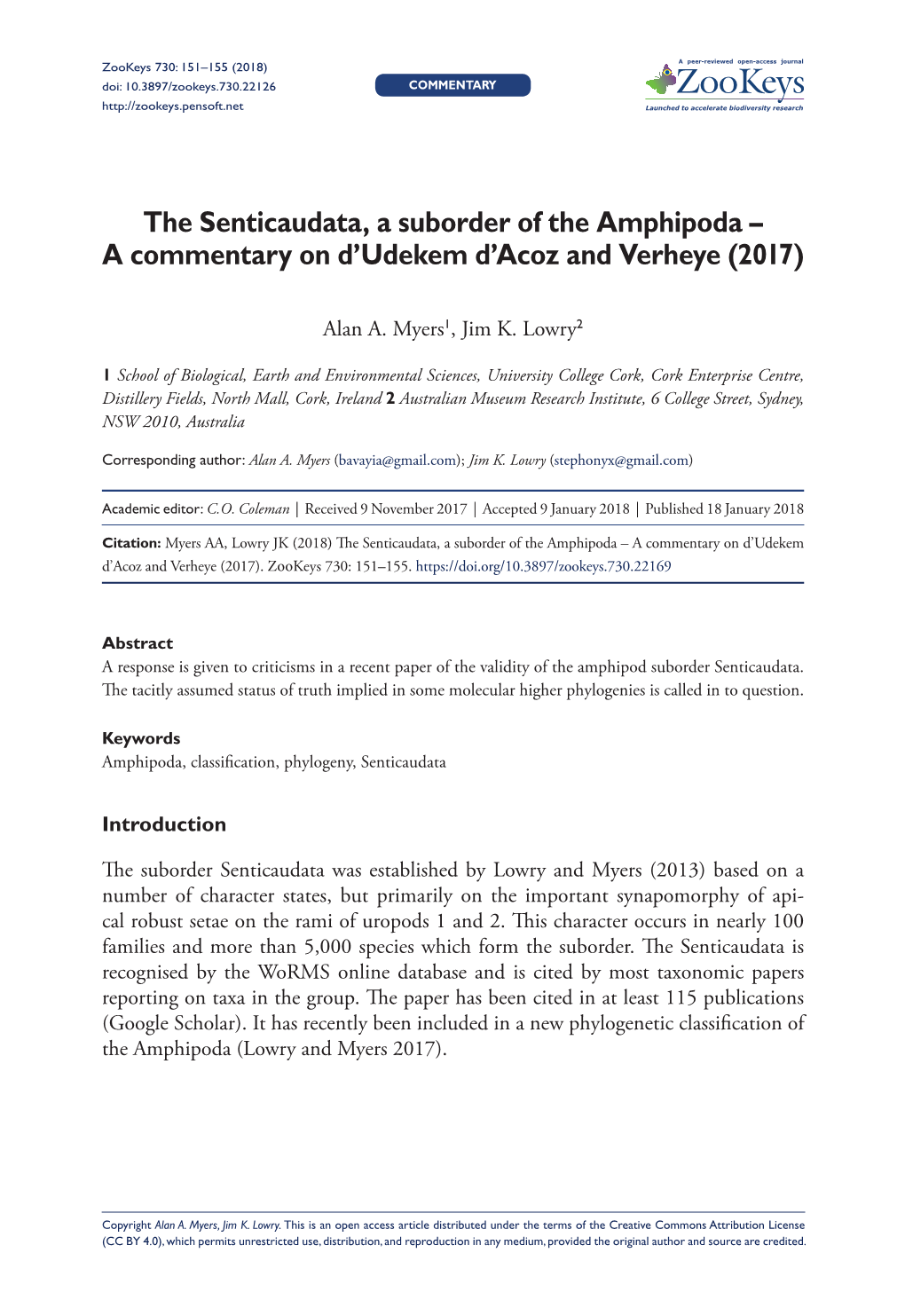 A Commentary on D'udekem D'acoz and Verheye (2017)