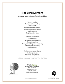 Pet Bereavement a Guide for the Loss of a Beloved Pet