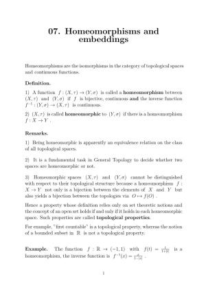 07. Homeomorphisms and Embeddings