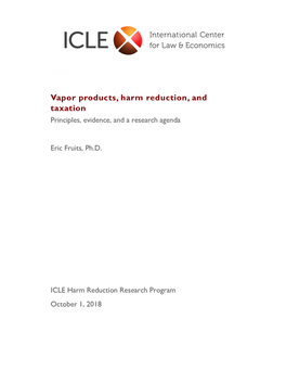 Vapor Products, Harm Reduction, and Taxation Principles, Evidence, and a Research Agenda