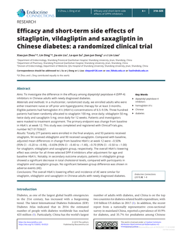 Efficacy and Short-Term Side Effects of Sitagliptin, Vildagliptin and Saxagliptin in Chinese Diabetes: a Randomized Clinical Trial