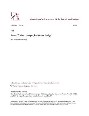 Jacob Trieber: Lawyer, Politician, Judge