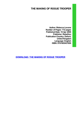 {TEXTBOOK} the Making of Rogue Trooper Kindle