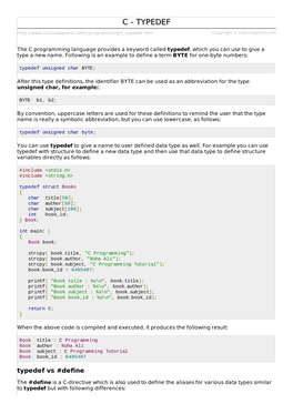 Typedef in C