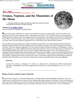 Uranus, Neptune, and the Mountains of the Moon