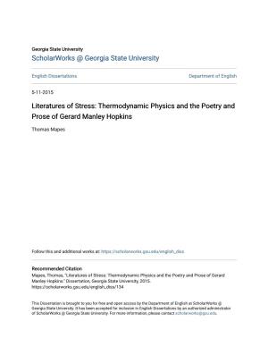 Thermodynamic Physics and the Poetry and Prose of Gerard Manley Hopkins