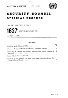 28 JANUARY 1972 CONTENTS Provisionnl Agenda (S/Agenda/ 1627)