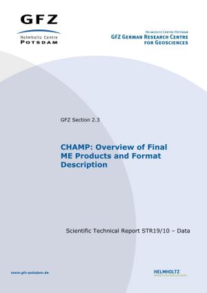 CHAMP: Overview of Final ME Products and Format Description