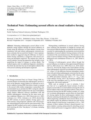 Estimating Aerosol Effects on Cloud Radiative Forcing