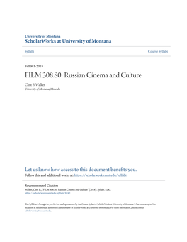 FILM 308.80: Russian Cinema and Culture Clint B