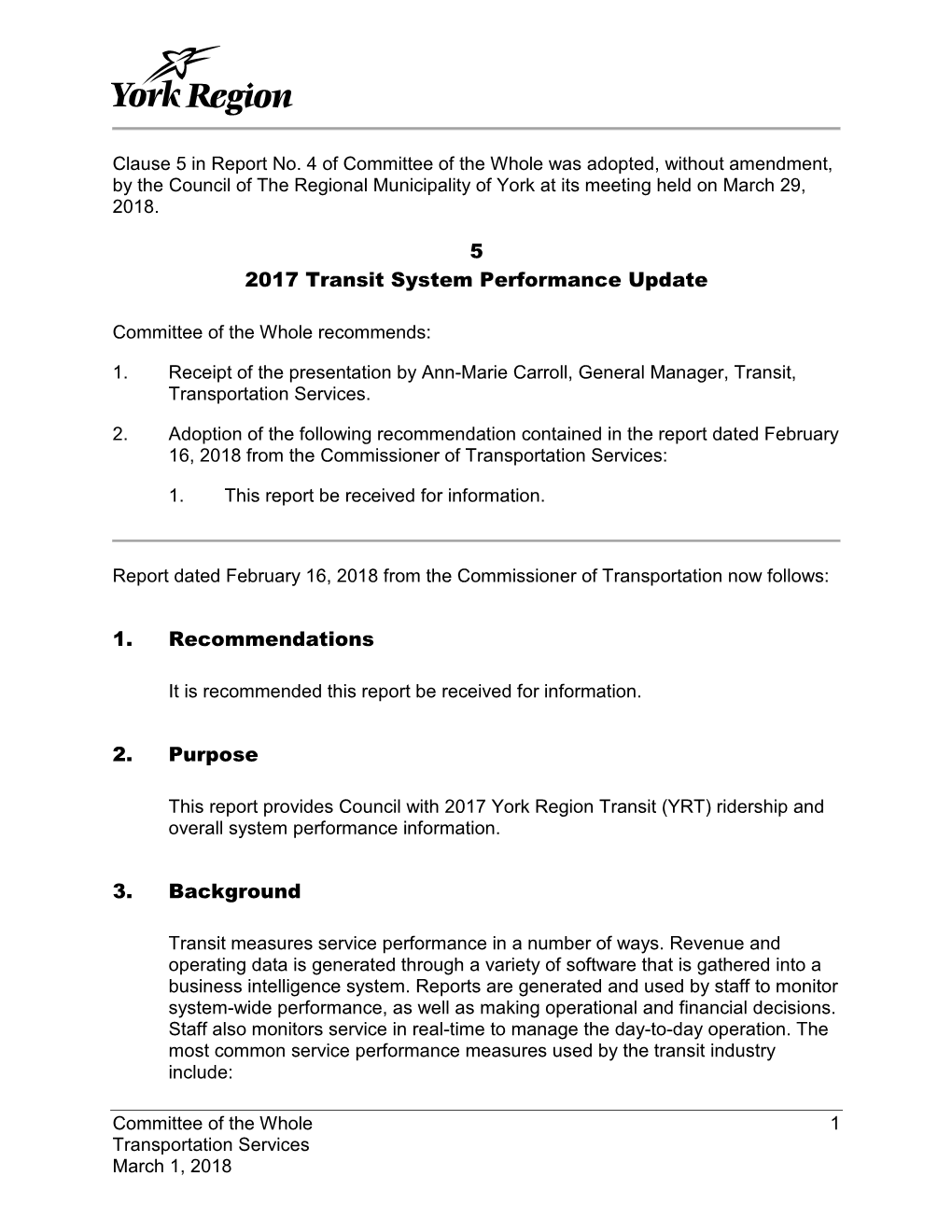 5 2017 Transit System Performance Update