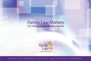 Family Law Matters for Immigrants in New Brunswick