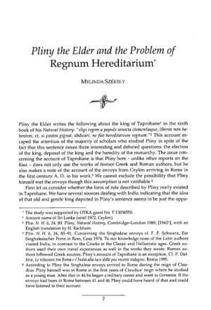 Pliny the Elder and the Problem of Regnum Hereditarium*