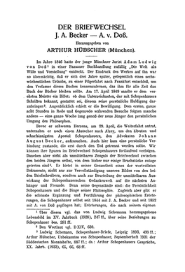 DER BRIEFWECHSEL J. A. Becker — A. V. Doß. Herausgegeben Von ARTHUR HÜBSCHER (München)