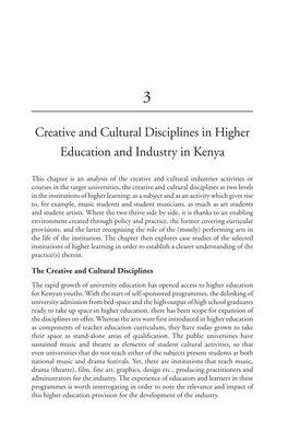 Creative and Cultural Disciplines in Higher Education and Industry in Kenya