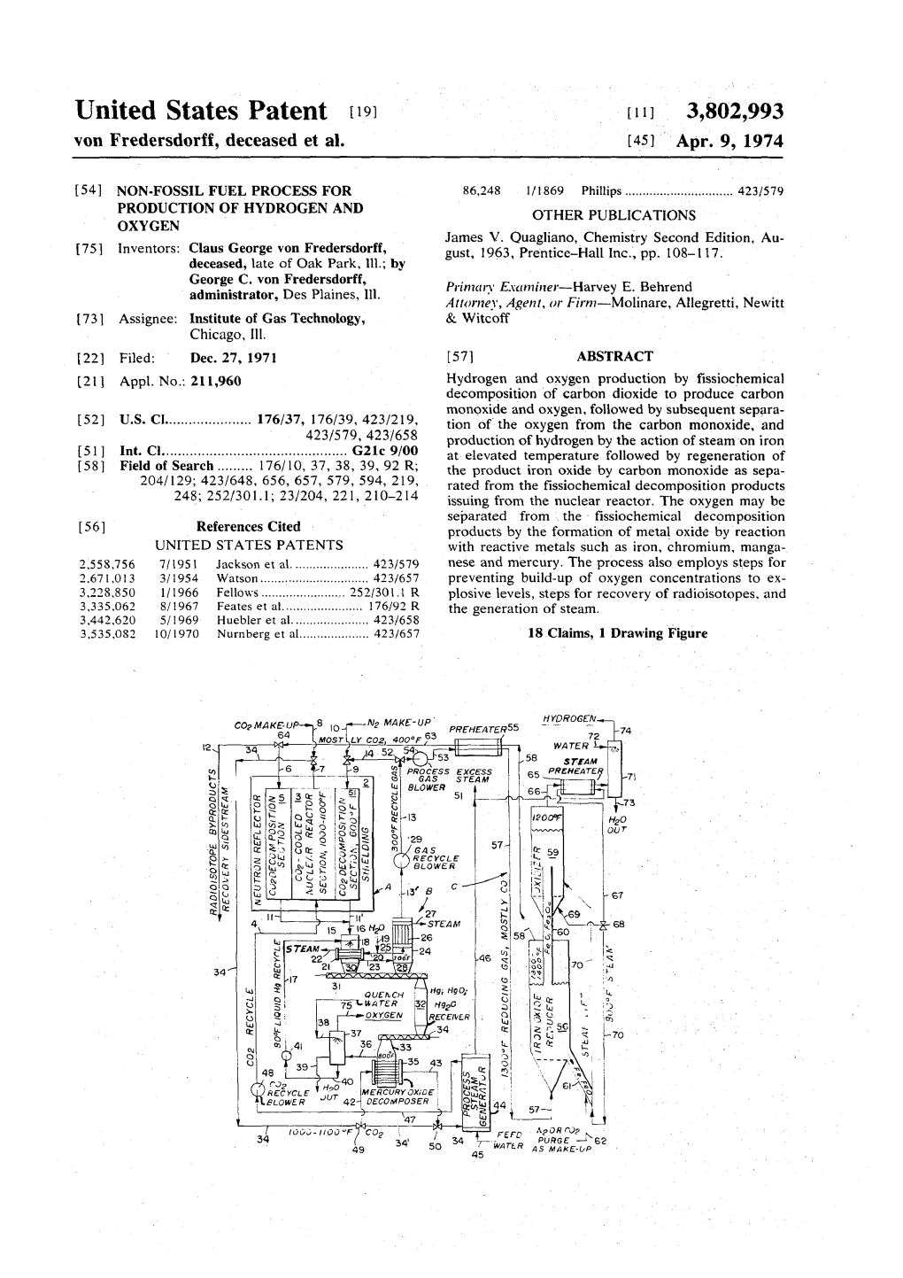 Non-Fossil Fuel Process for Production of Hydrogen and Oxygen