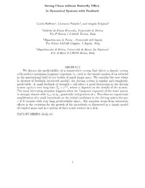 Strong Chaos Without Butter Y E Ect in Dynamical Systems with Feedback