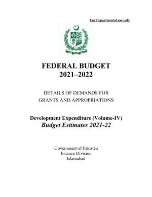 Development Expenditure (Volume-IV) Budget Estimates 2021-22
