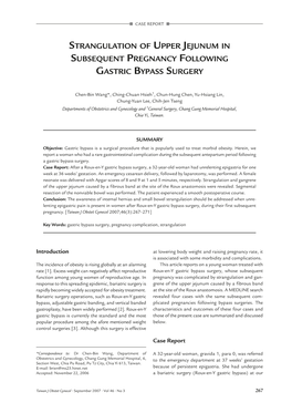 Strangulation of Upper Jejunum in Subsequent Pregnancy Following Gastric Bypass Surgery