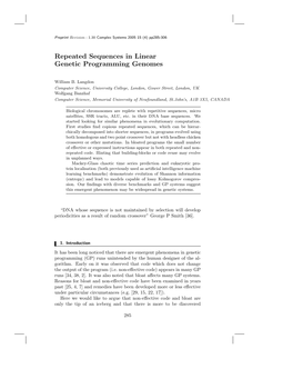 Repeated Sequences in Linear Genetic Programming Genomes