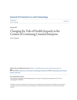 Changing the Tide of Double Jeopardy in the Context of Continuing Criminal Enterprise Amy J