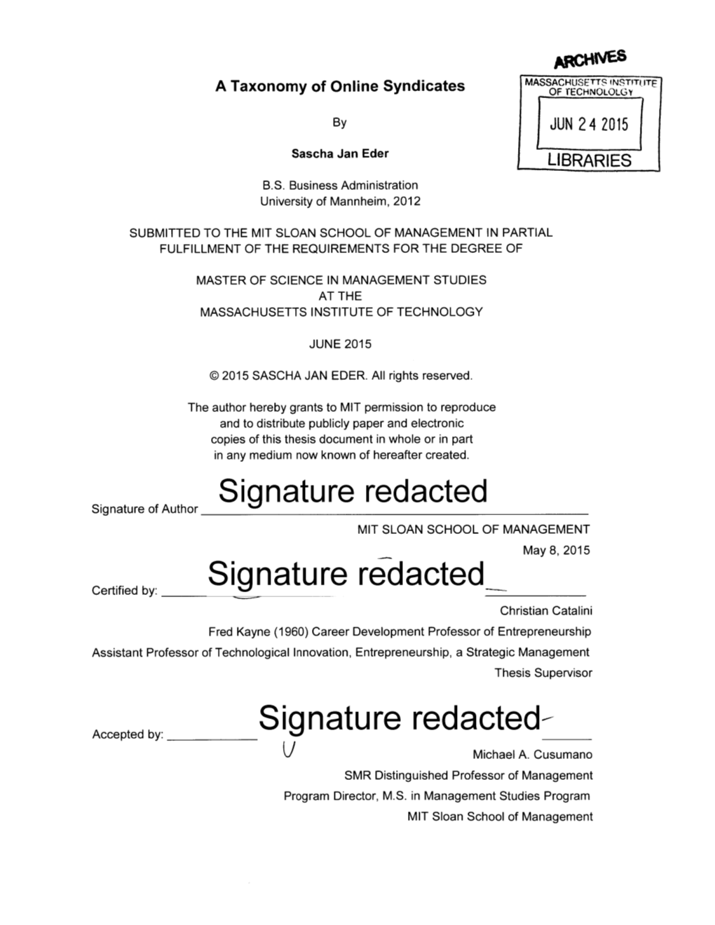 Sianature Redacted Signature Redacted