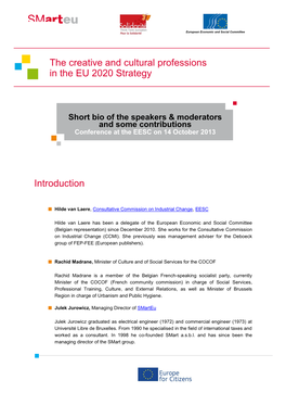Introduction the Creative and Cultural Professions in the EU 2020 Strategy