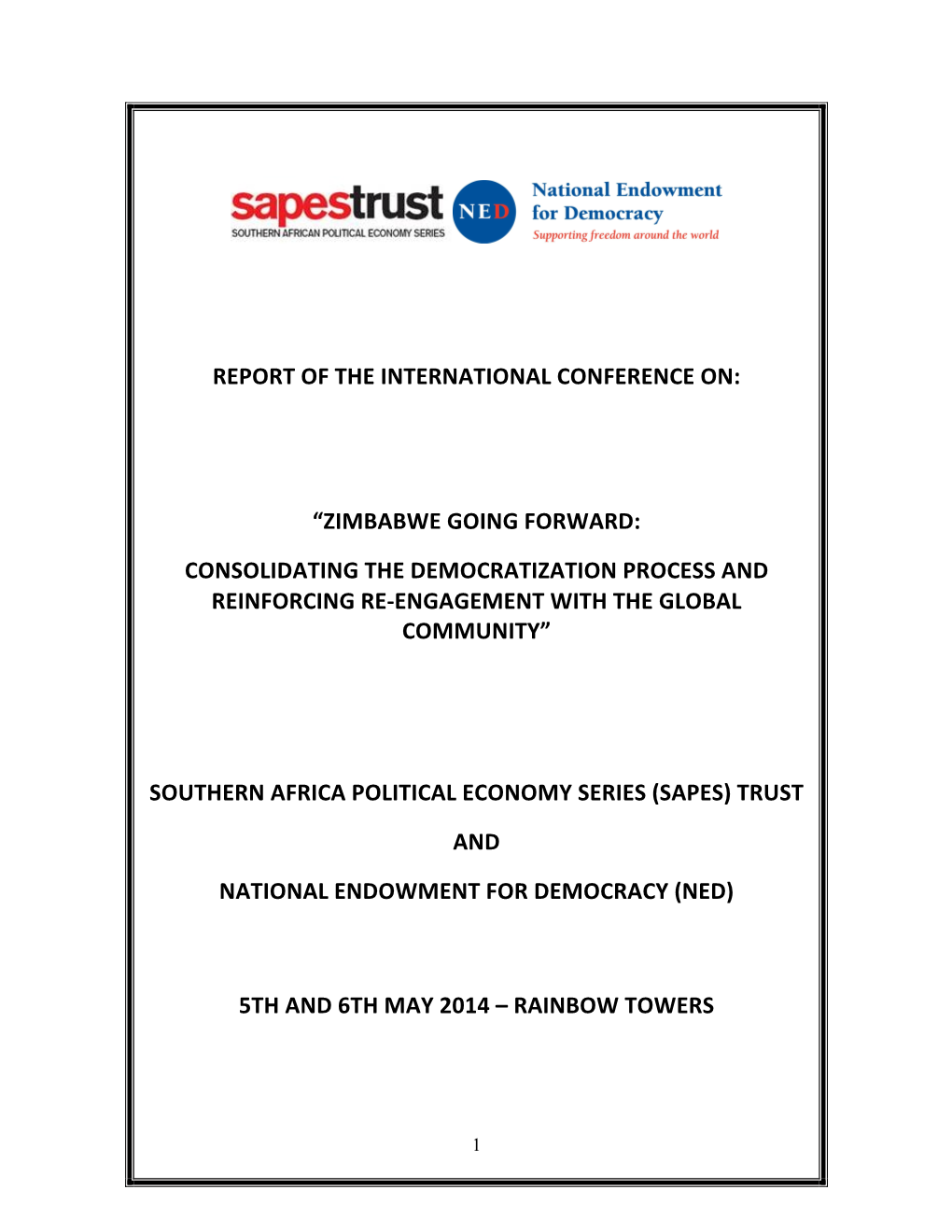 Sapes Trust and Ned Conference Report