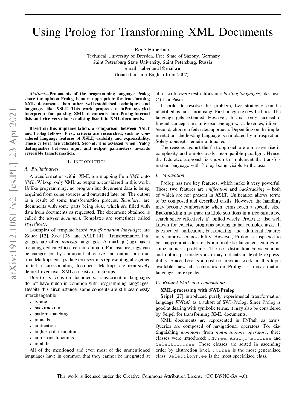 Using Prolog for Transforming XML Documents