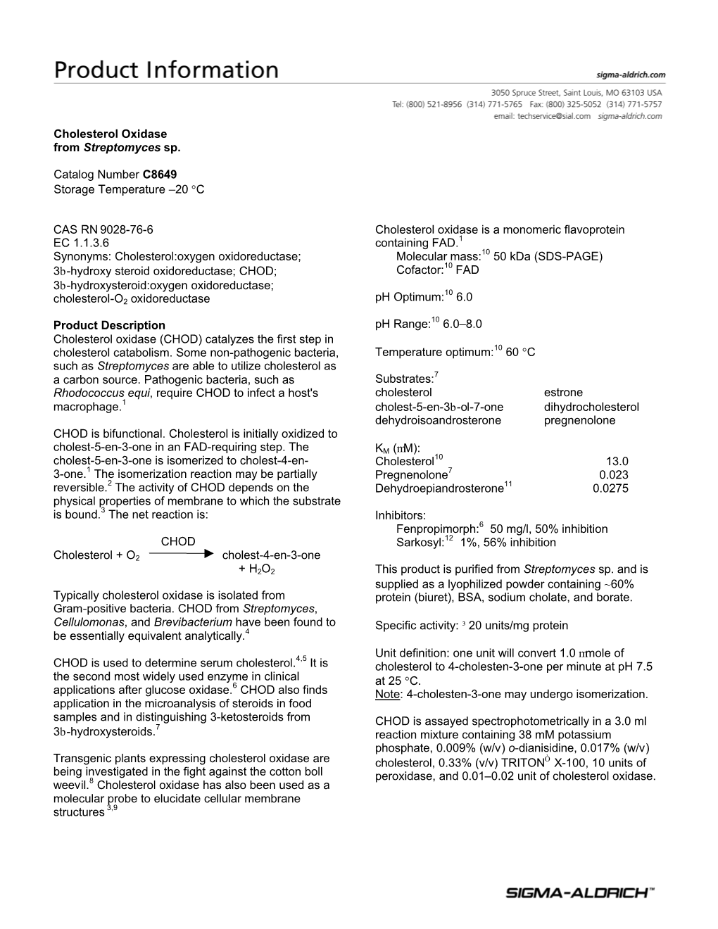 Cholesterol Oxidase (C8649)