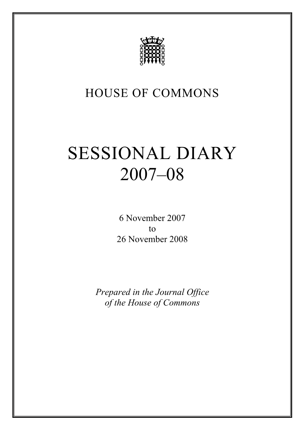 Sessional Diary 2007–08