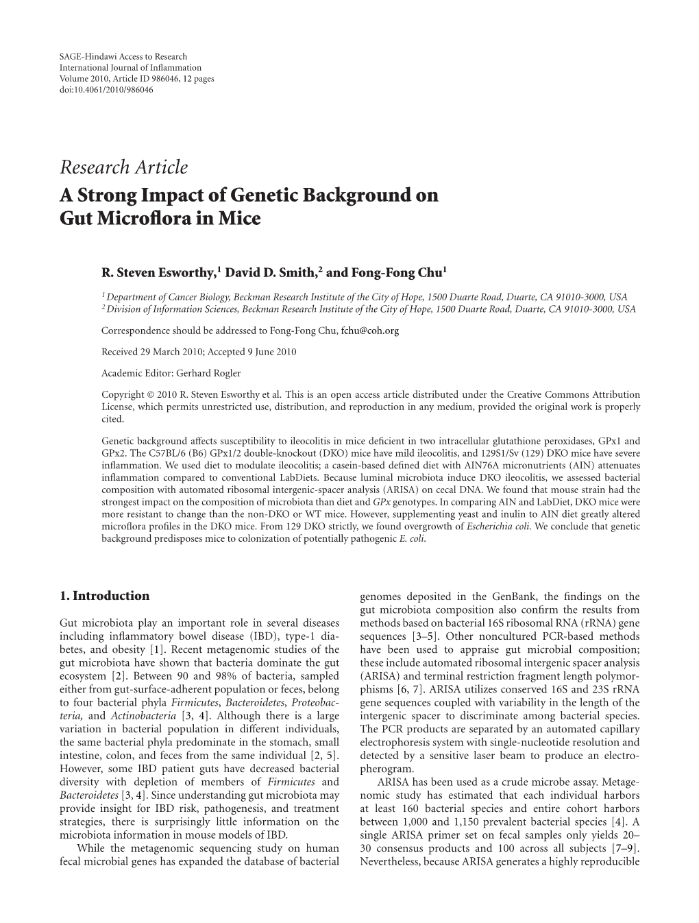 A Strong Impact of Genetic Background on Gut Microflora in Mice