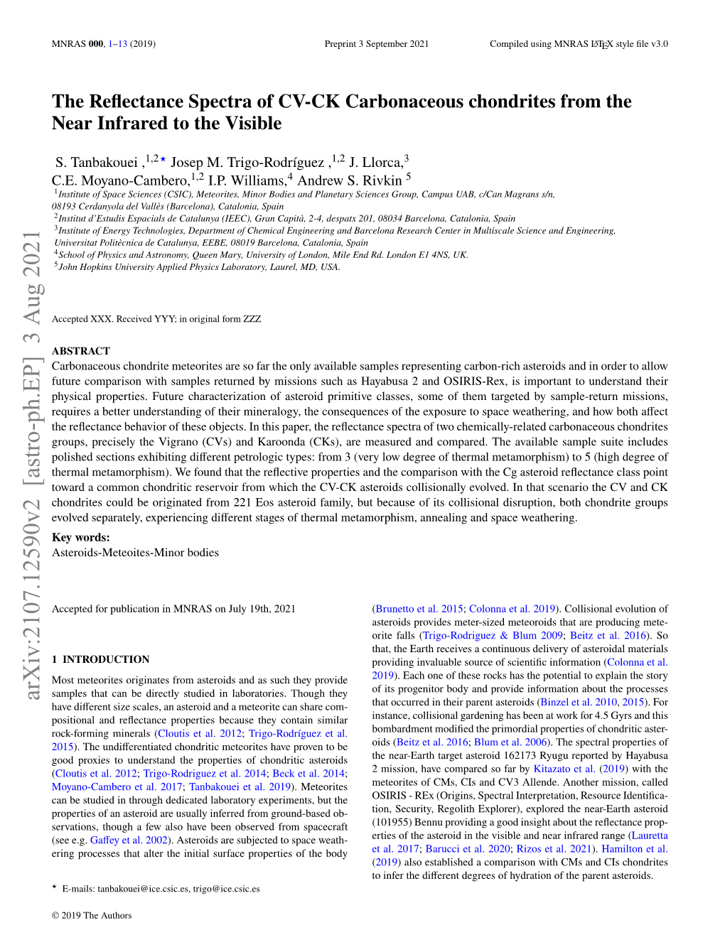 Arxiv:2107.12590V2 [Astro-Ph.EP] 3 Aug 2021