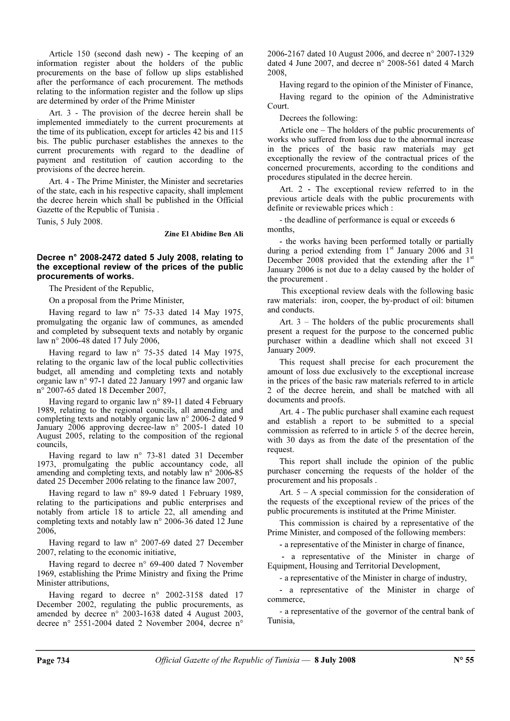 Official Gazette of the Republic of Tunisia — 8 July 2008 N° 55 Page