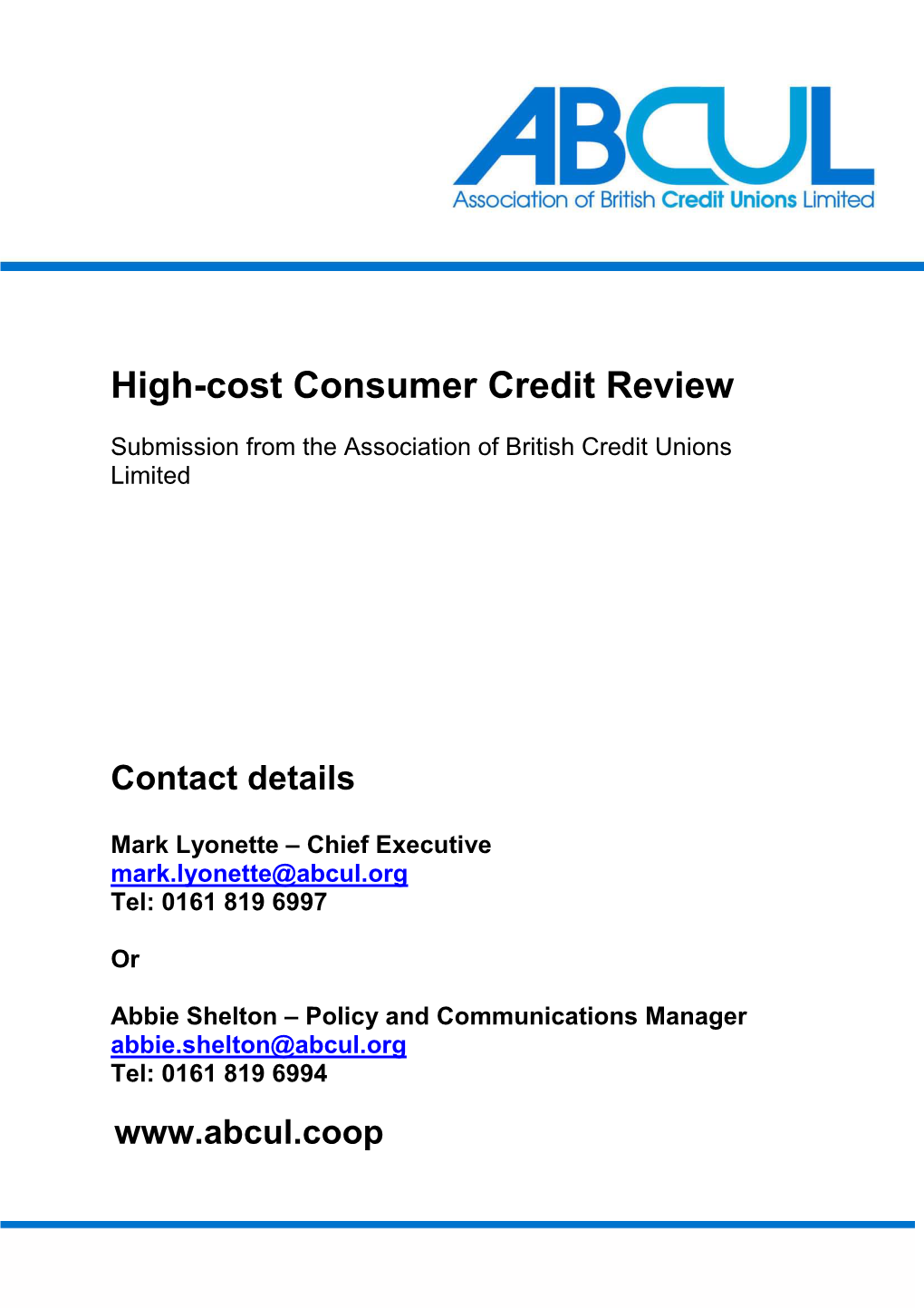 High-Cost Consumer Credit Review