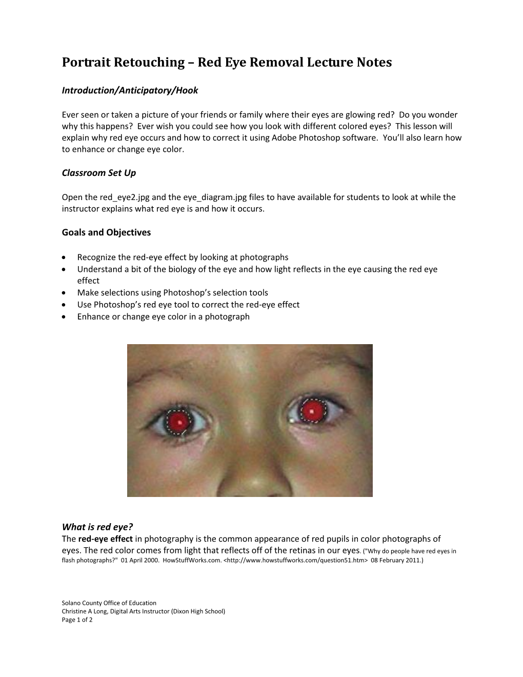 Portrait Retouching – Red Eye Removal Lecture Notes