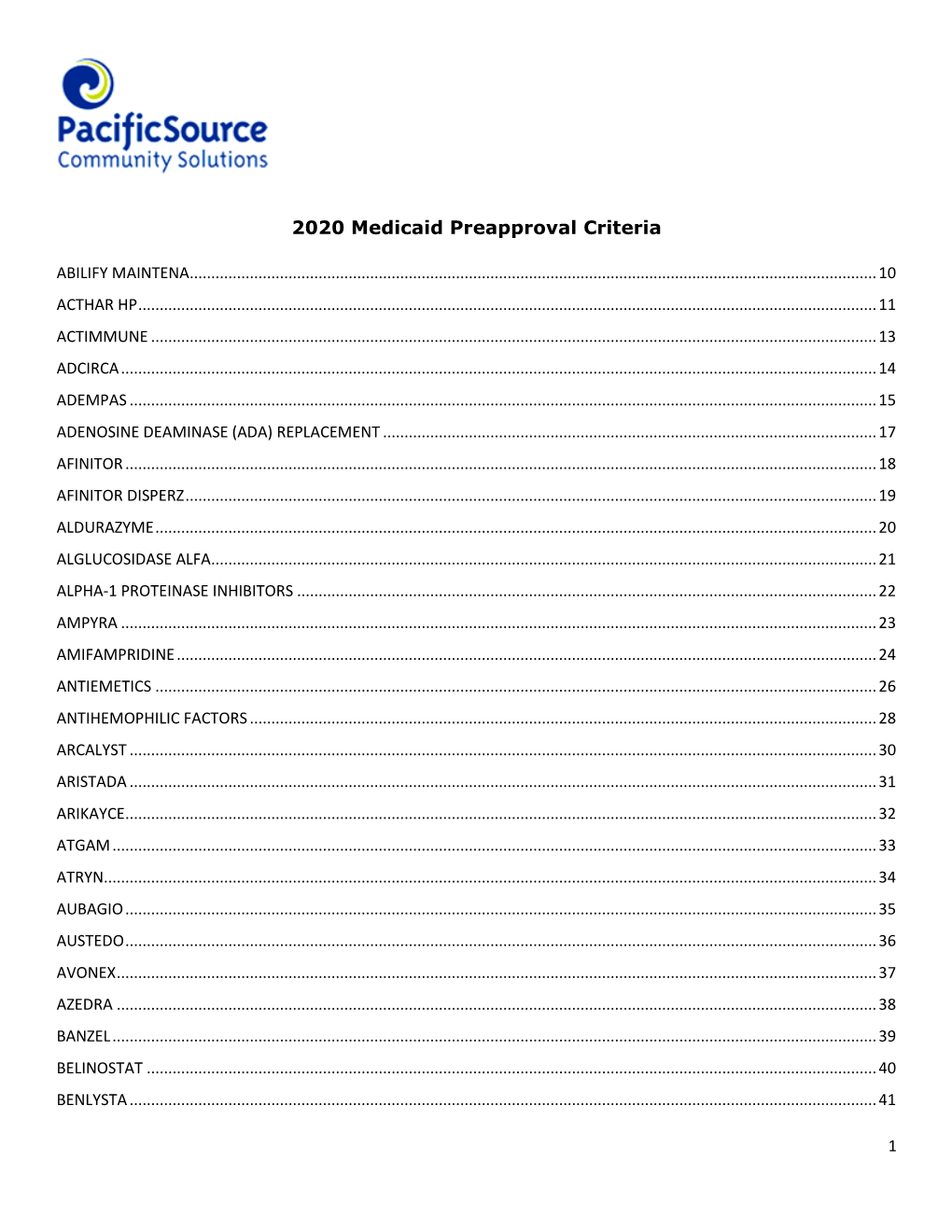 2020 Medicaid Preapproval Criteria